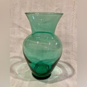 Vintage Blue Green / juniper green glass mini vase - mid century modern vase